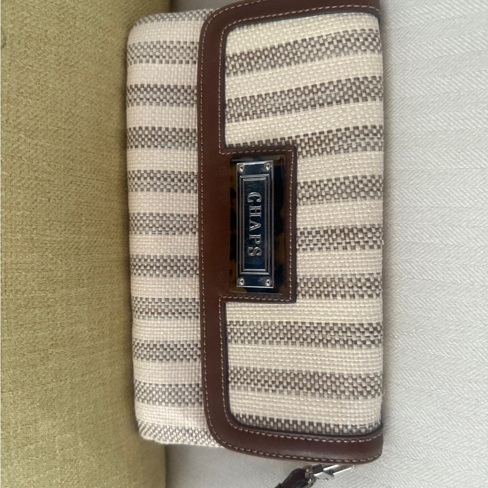 Chaps Brown and Cream Striped Clutch
